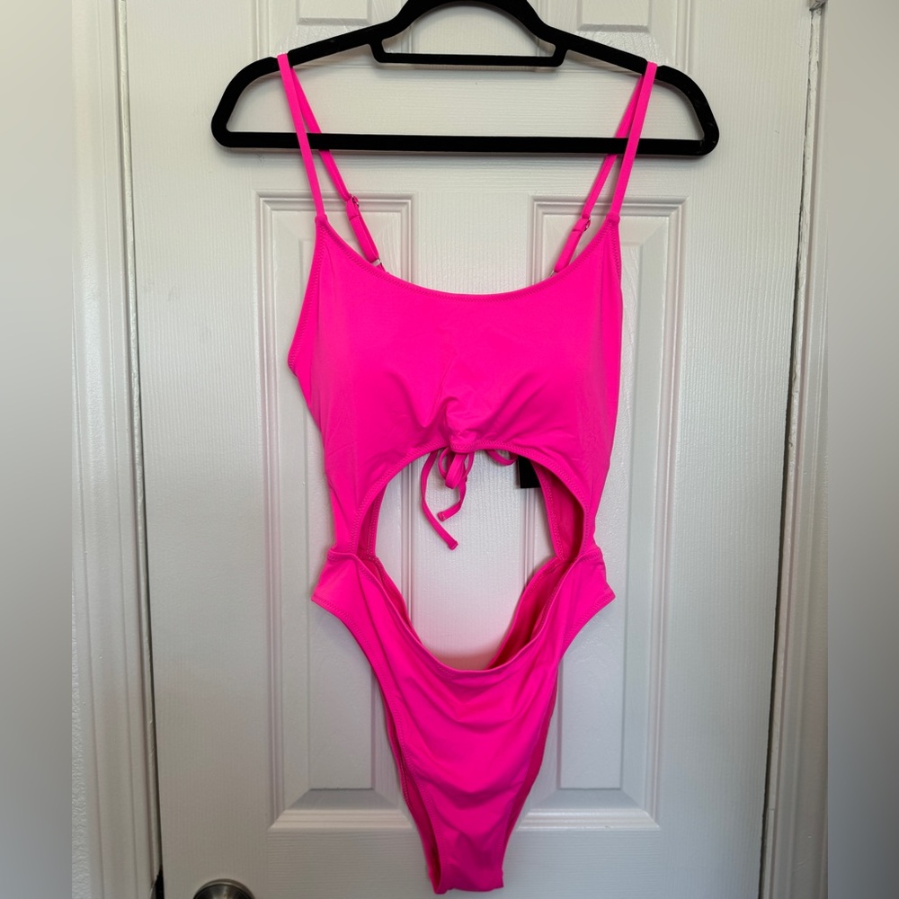 Tempt Me Women Cutout One Piece Swimsuit Lace Up, pink